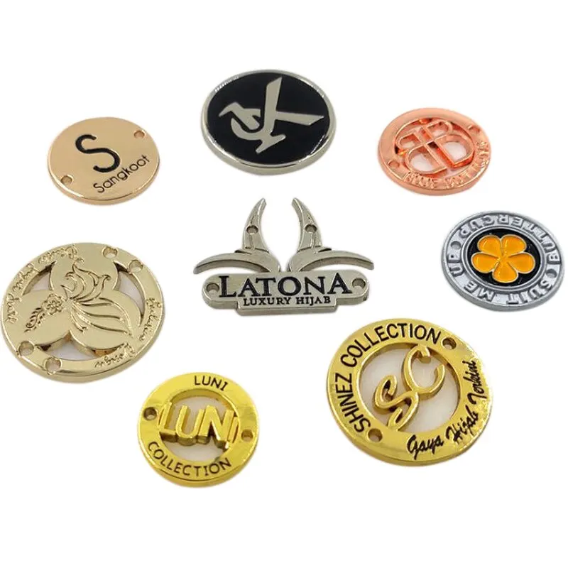 Customized Sewing Plate Alloy Luggage Nameplate Tag Trademark Logo Custom Pin Metal Labels For