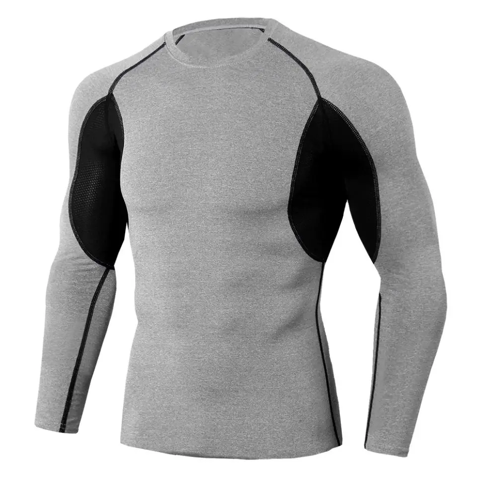 2024 New Custom Men's Compression Shirt Nylon Spandex Male Workout Long-sleeve Shirts High Quality Fitness Compression Shirt