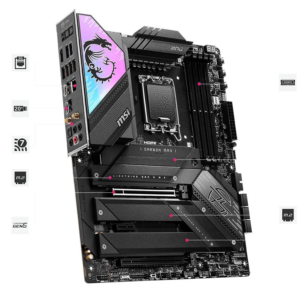 マザーボード MSI MAG Z790 CARBON WIFI+cpu i9 14900kf MSI-MPG-Z790-CARBON-MAX-WIFI-