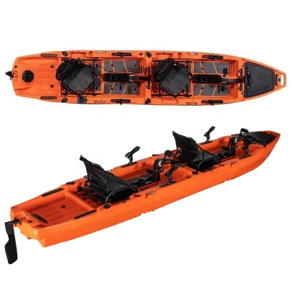 LSF Two Person  Double Plastic Modular  Pedal  Kayak Fishing Kayak Boat  New 3 Piece Section  Modular with Motor Accessories