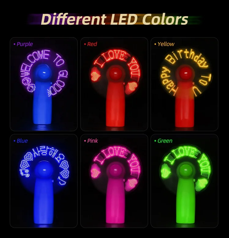 Flashing LED Text Fan Party Decoration | Portable Rechargeable Light up Display for Celebrations & Promotions