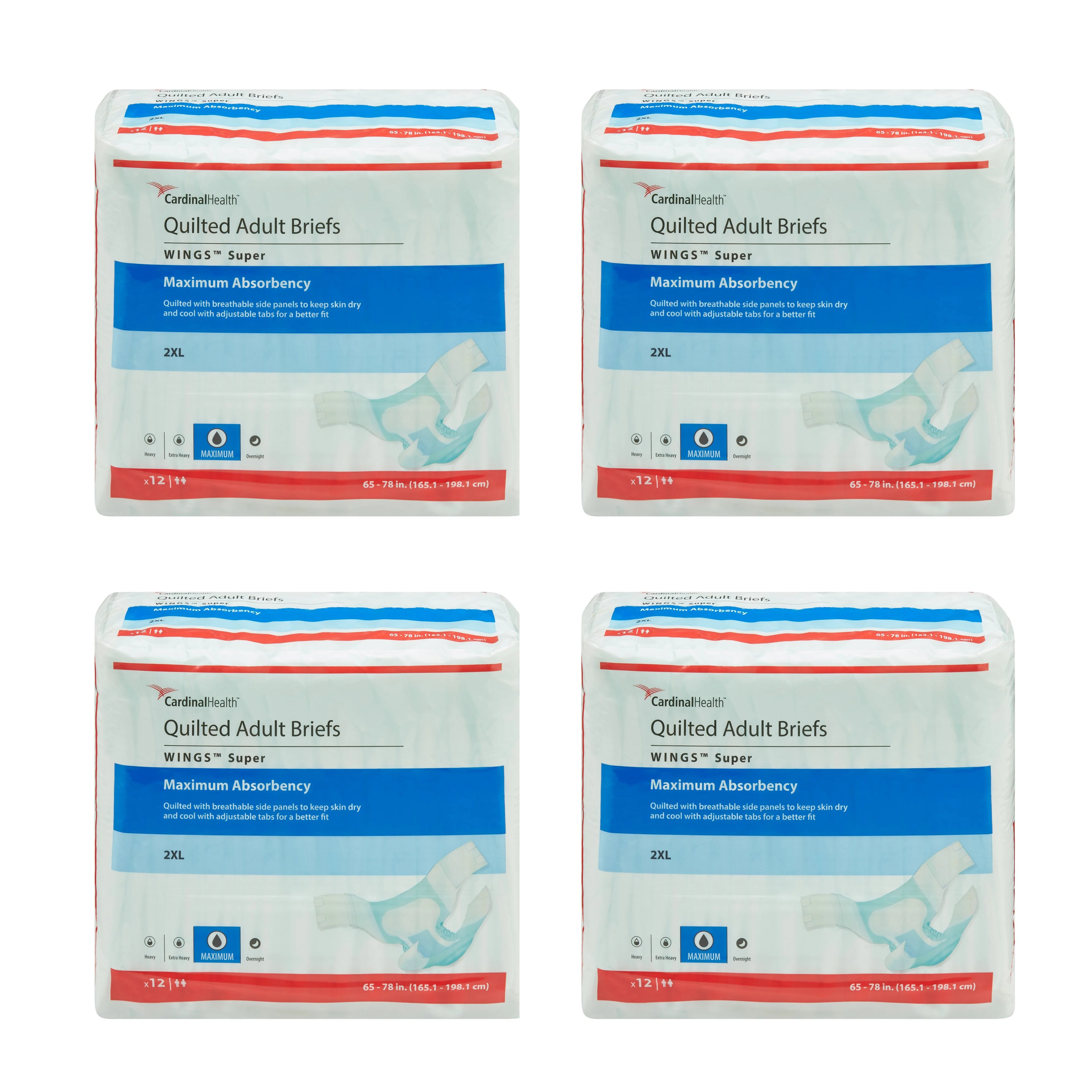 Wings Super Maximum Absorbency Incontinence Brief,Extra Extra Large,48