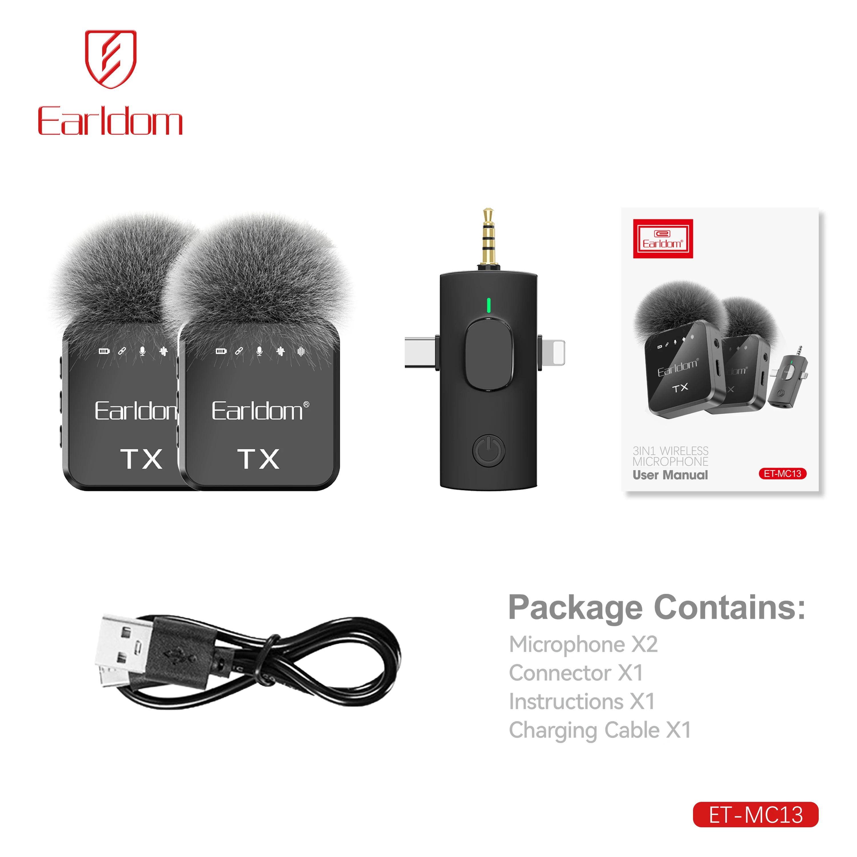 Earldom Studio Microphone Wireless Professional Wireless Microphone for Video Recording, Game Live Streaming