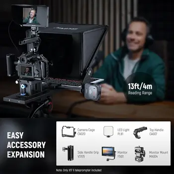 NEEWER Teleprompter X17 II with RT113 Remote/APP Control, 17" HD Beamsplitter All Metal Frame Upgraded Camera Mount QR Plate detail image