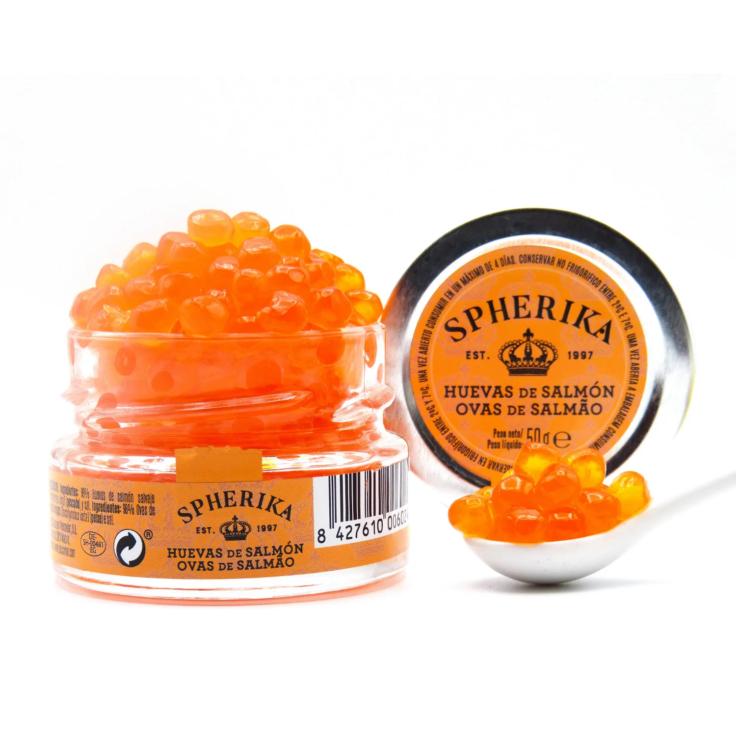 Alibaba.com: Spherika 50g Glass Jar Salmon Roe, Gluten Free, GMO Free ...