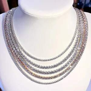 Top Quality Round Cut Moissanite Chain  Gold Plated 925 Sterling Silver Chain 6mm Iced Out Hip Hop  Chain