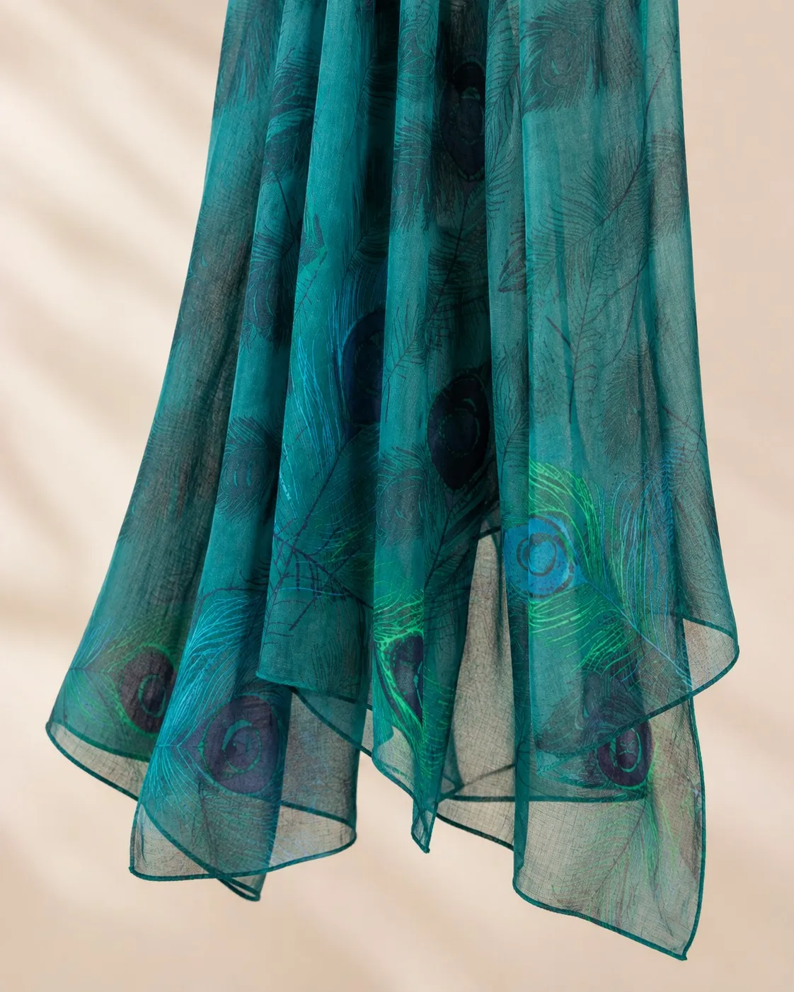 Custom Printed Modal Hijab Peacock Feather view 6