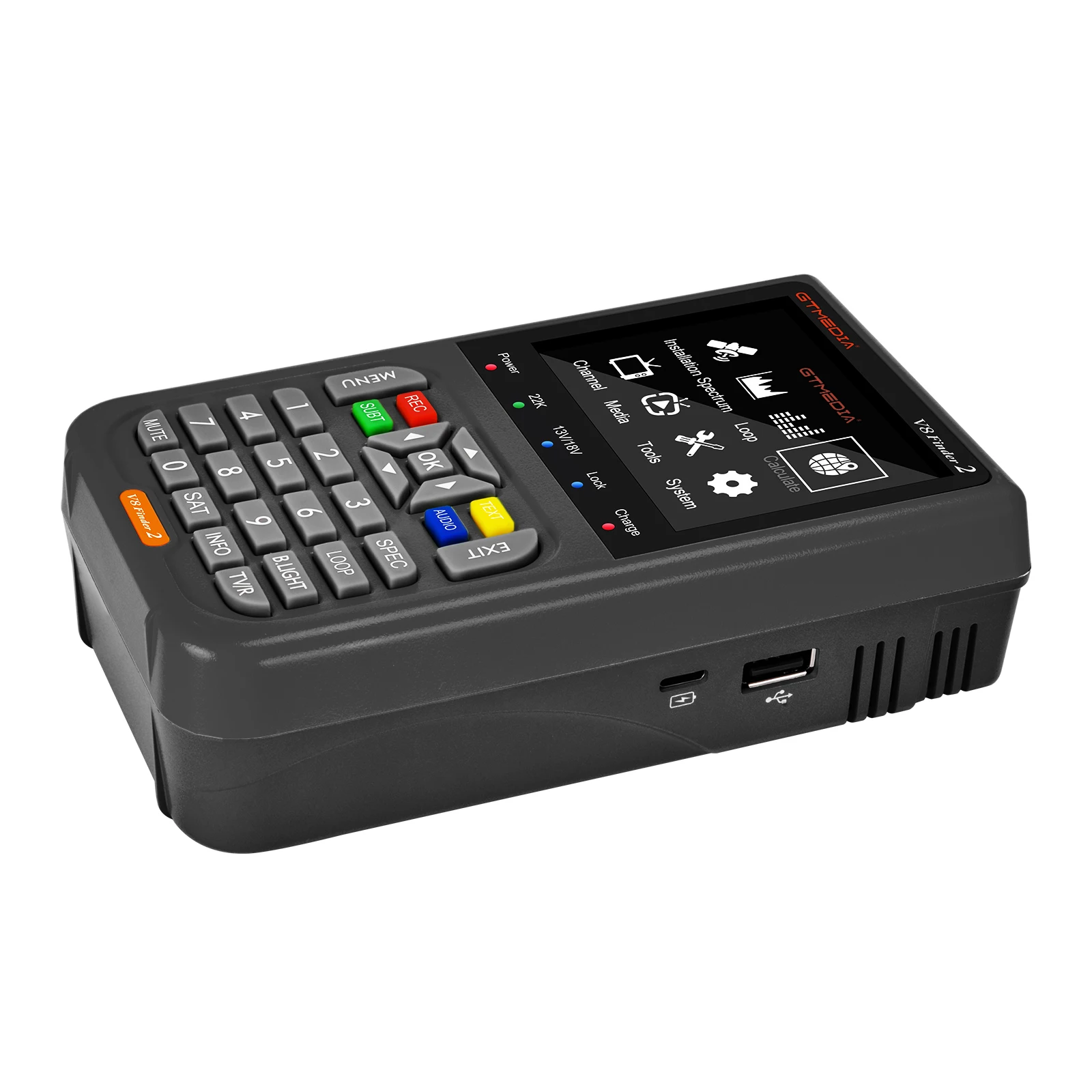 V8 FINDER 2 Digital Satellite Finder Meter 5000mAH Capacity, DVB-S/S2/S2X 3.5 Inch LCD Display 1080P HD Satfinder