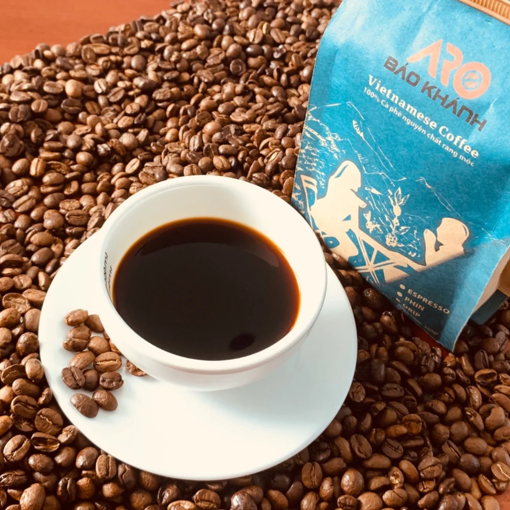 Good Price Roasted Coffee Beans Viet Nam Hiva's Coffee 100% Pure Robusta 0.25kg Medium Roasted Chocolate Accept OEM FRESH COFFEE