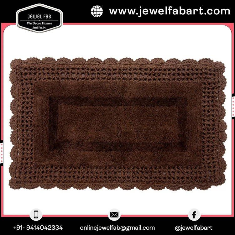 100 Cotton Bath Mats With Lace Anti Slip Best Quality Available In All