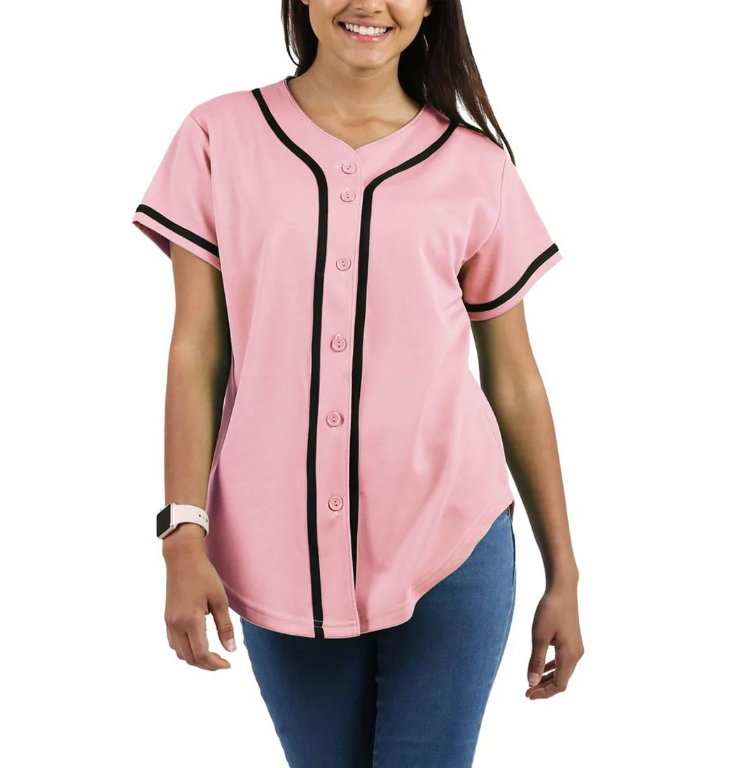 Womens Casual Sports Baseball Jersey Short Sleeve Oversized T