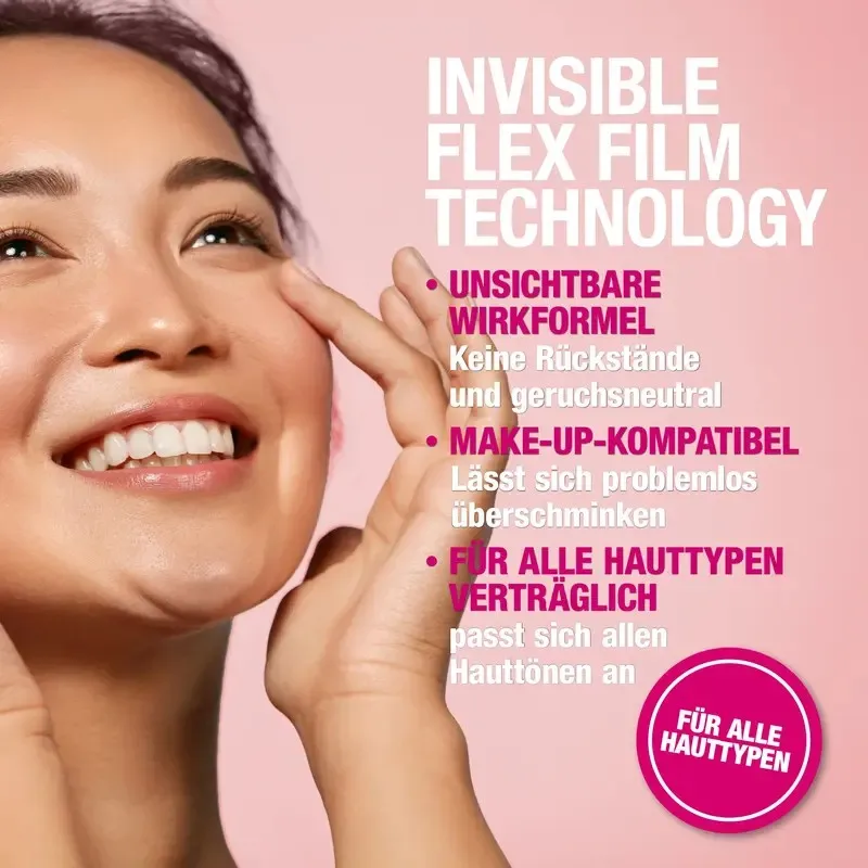 Invisible Flex Film Technology unsichtbare Wirkformel für alle Hauttypen