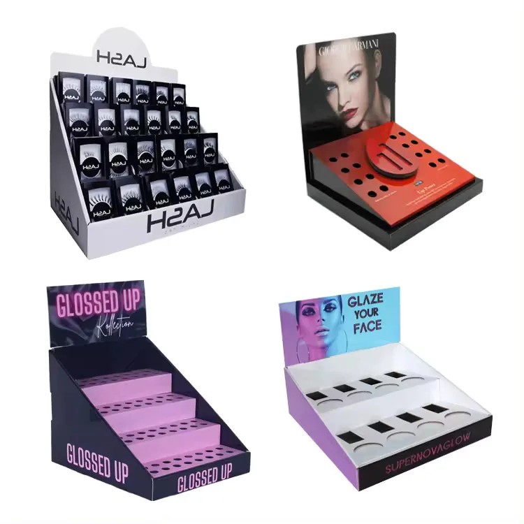 Wholesale OEM Cardboard Counter Box Cosmetic Beauty Salon Makeup Counter Top Display for Store Display Racks