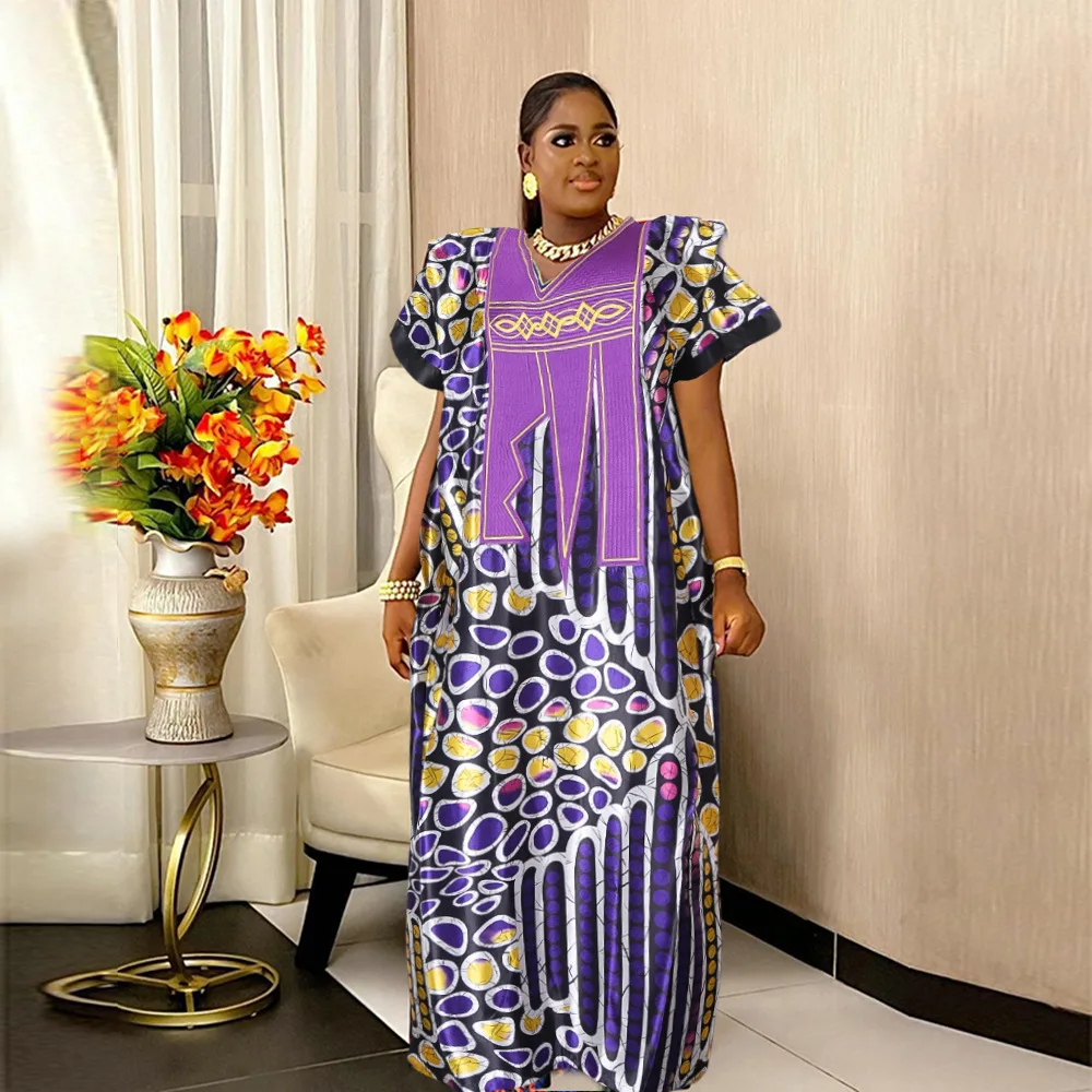 African Ethnic Muslim Robe Women Printed Embroidered Dress Dashiki Caftan  Oversized Casual Dresses