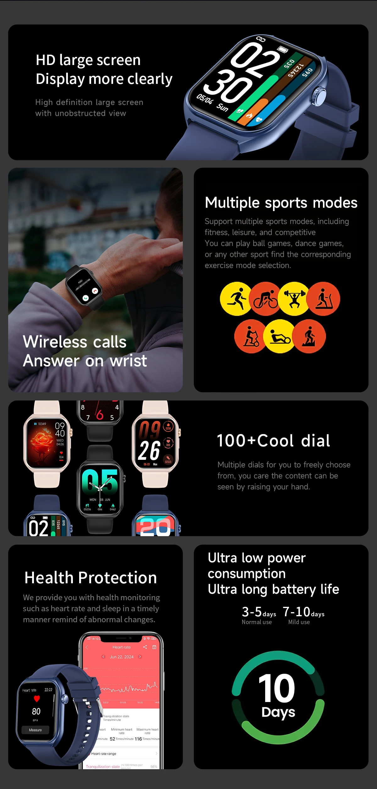 Maxtop Sport Smartwatch Multiple Menu Interactive Modes Heart Rate Monitoring Bracelet Smartwatch