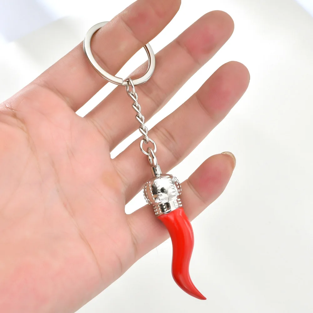 Portachiavi Portafortuna Con Ferro Di Cavallo, Cornetto E Peperoncino – Powersell Argento