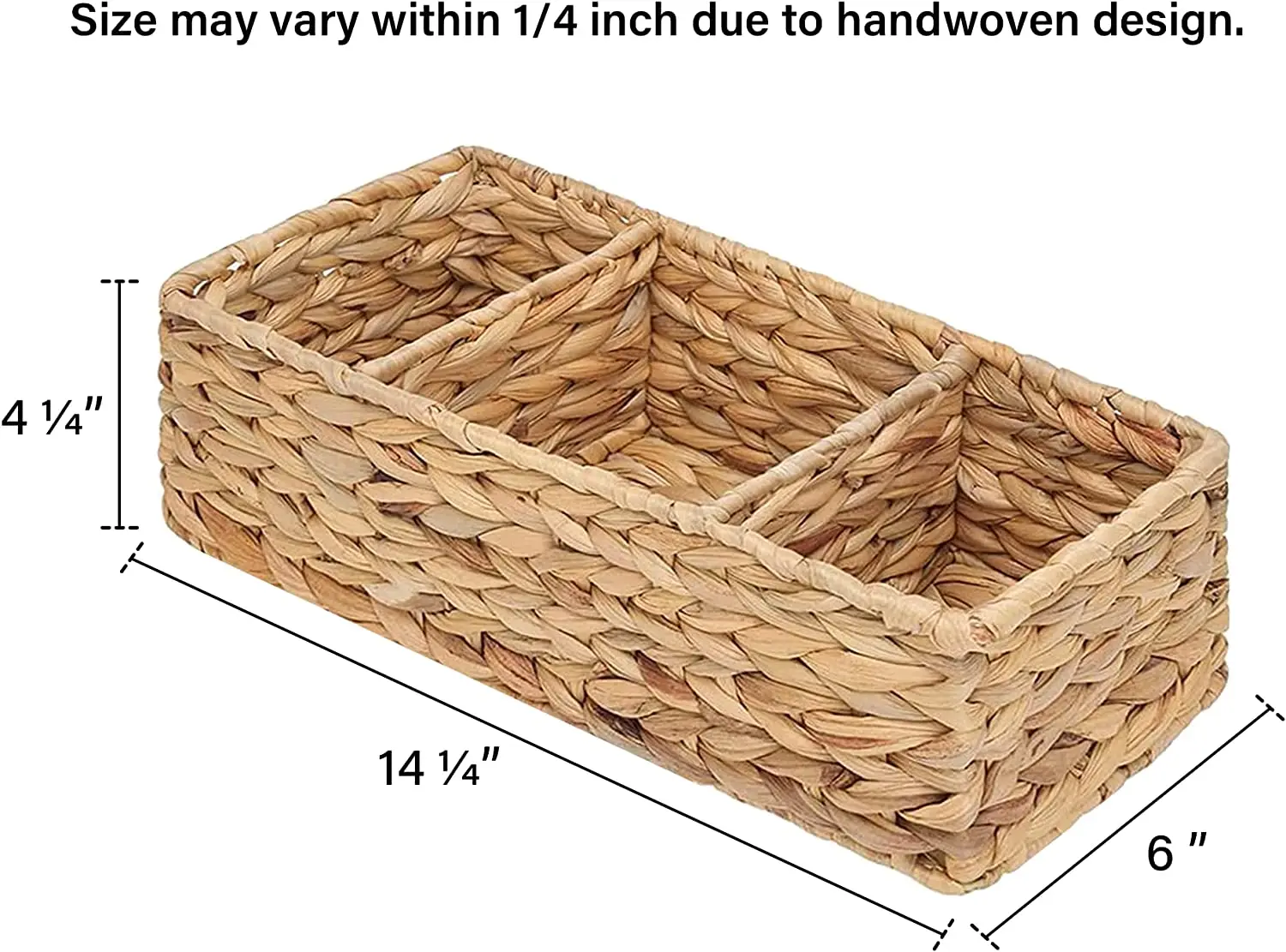 Multipurpose Hand Woven Water Hyacinth Storage Baskets Wicker Baskets With 3 Sections For