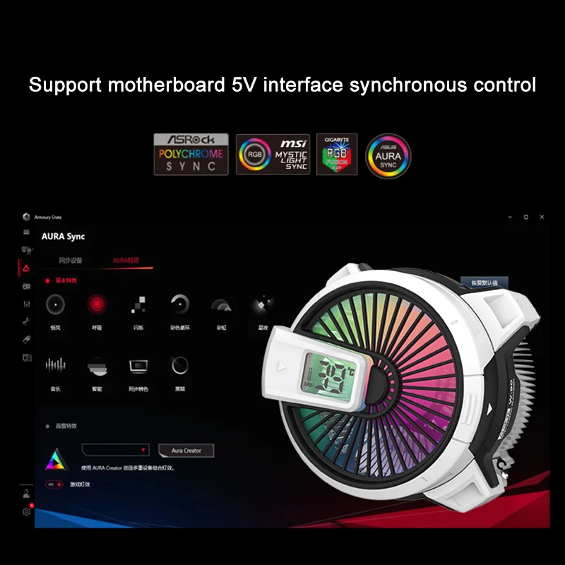 Alseye Real Time Cpu Status Display 90mm Heatsink Cpu Cooler Fan