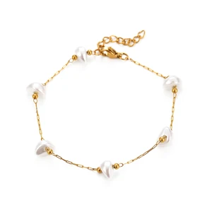 Irregular Baroque Pearl Bracelet Women's Bracelet Wholesale 18K Gold-plated Stainless Steel Fashion Bracelet