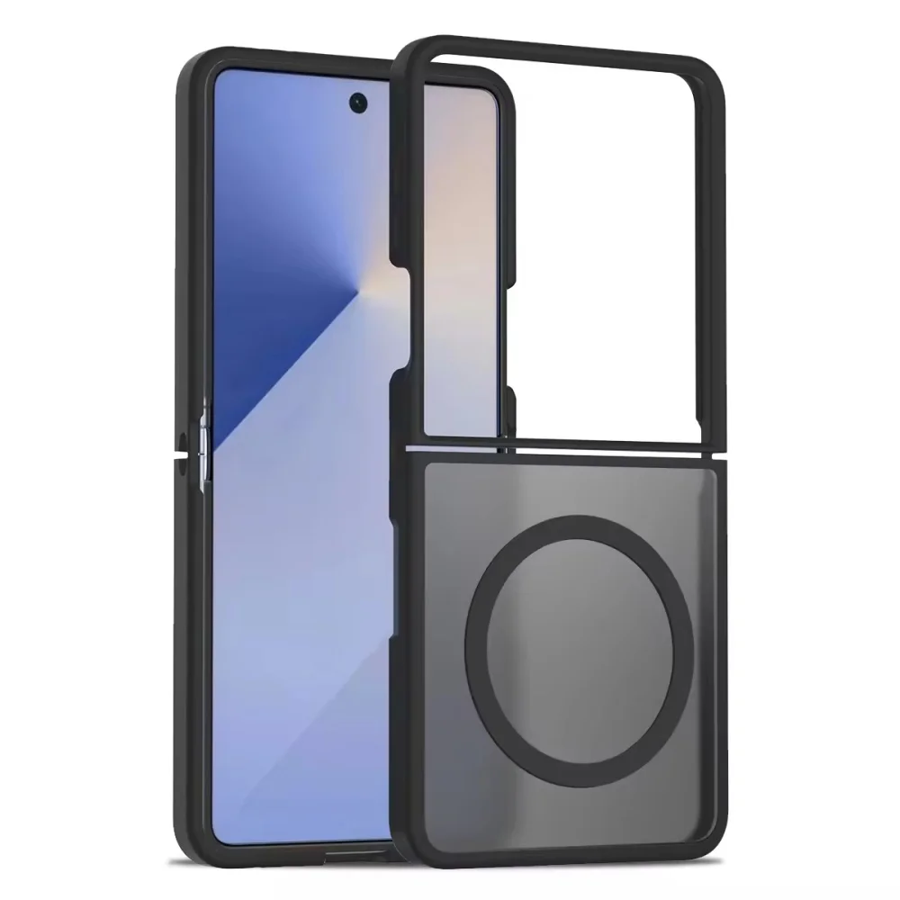 product case for samsung galaxy z flip 7 20mm thickened enhanced protection shockproof translucent matte skin feel magnetic laudtec-2