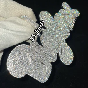 Custom VVS Moissanite Pendant 925 Sterling Silver Hip Hop Style Necklace Rhodium Plated Claw Setting Letter Shape Real Iced SS