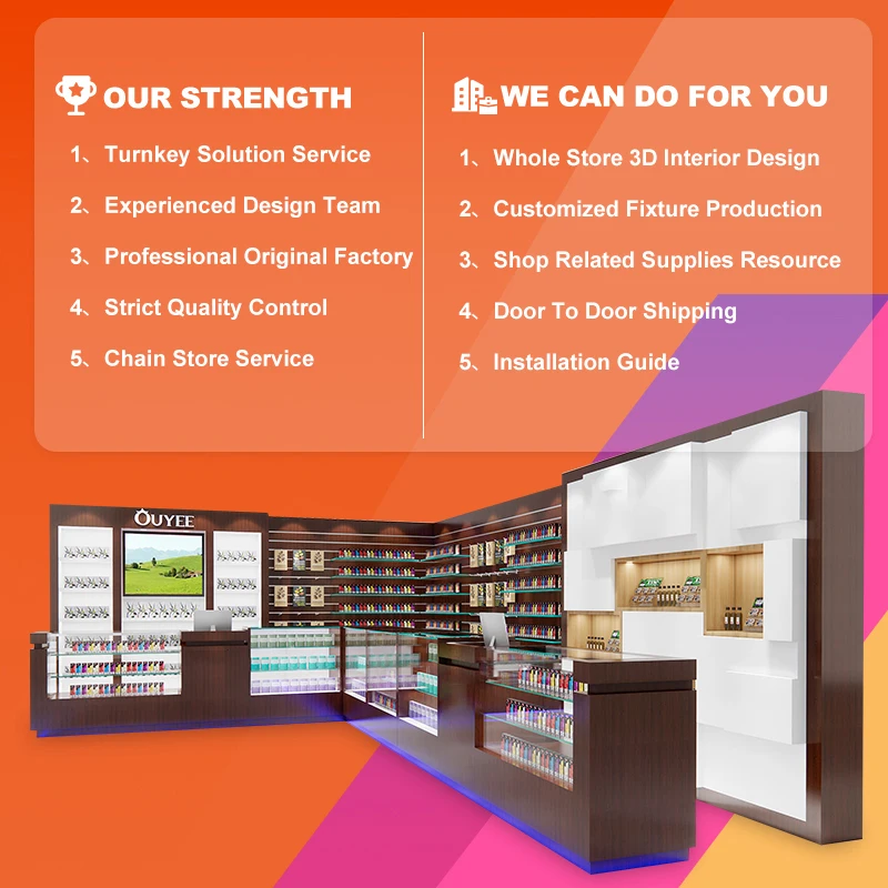 Customize Retail Shisha Hookah Glass Display  Lounge Furniture Tobacco Shop Counter Display Shop Smoke Showcase Furniture