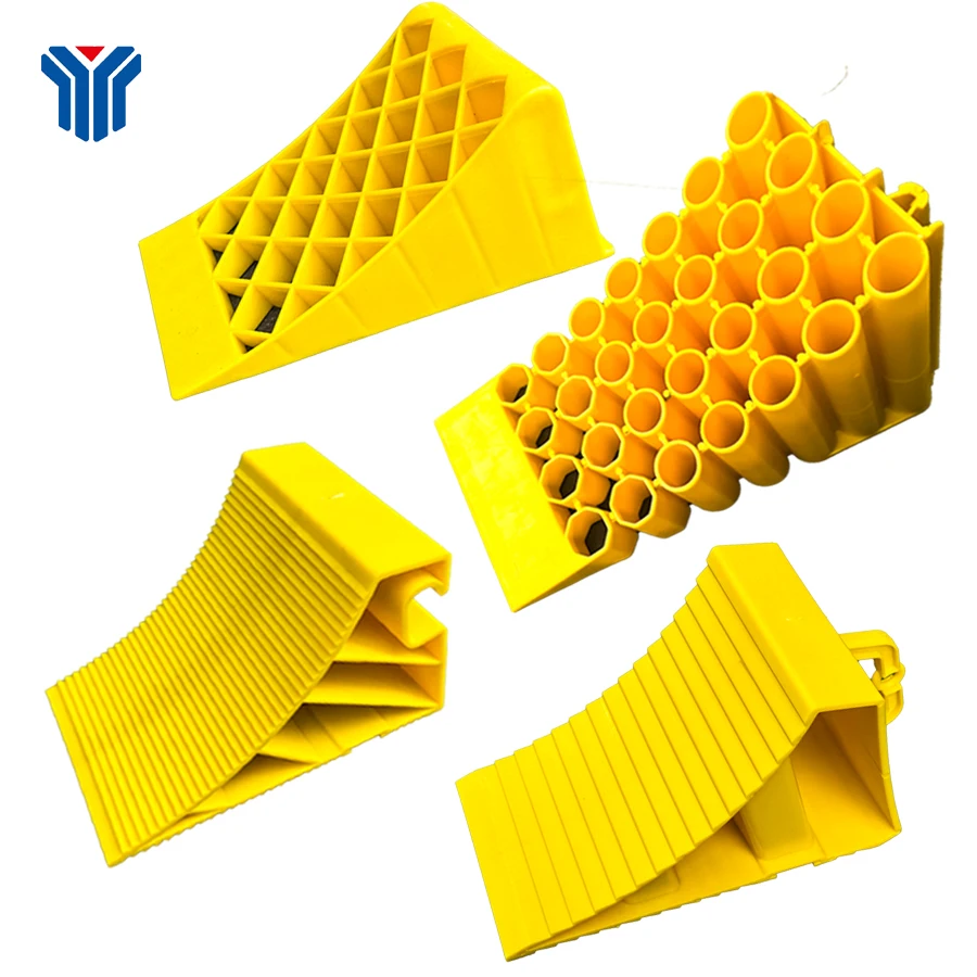 Wheel Chocks with Rope, Non Slip Heavy Duty Yellow Wheel Chock, Lightweight Wheel Stoppers for Cars Camper Trucks RVs