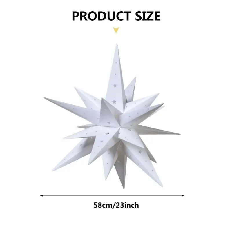 Christmas Paper Star Tree Toppers Glow 3D Star Lanterns Waterproof Indoor Outdoor Christmas Tree Decorations