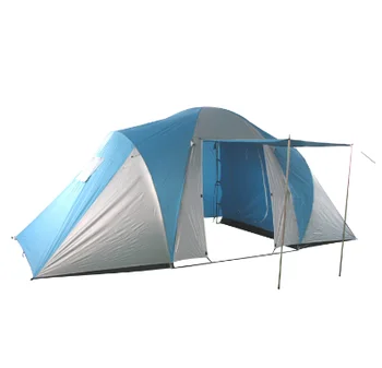 Large Family Dome Tent for 4-6 People Double Layer Waterproof Camping Tent with Living Room and Front Awning