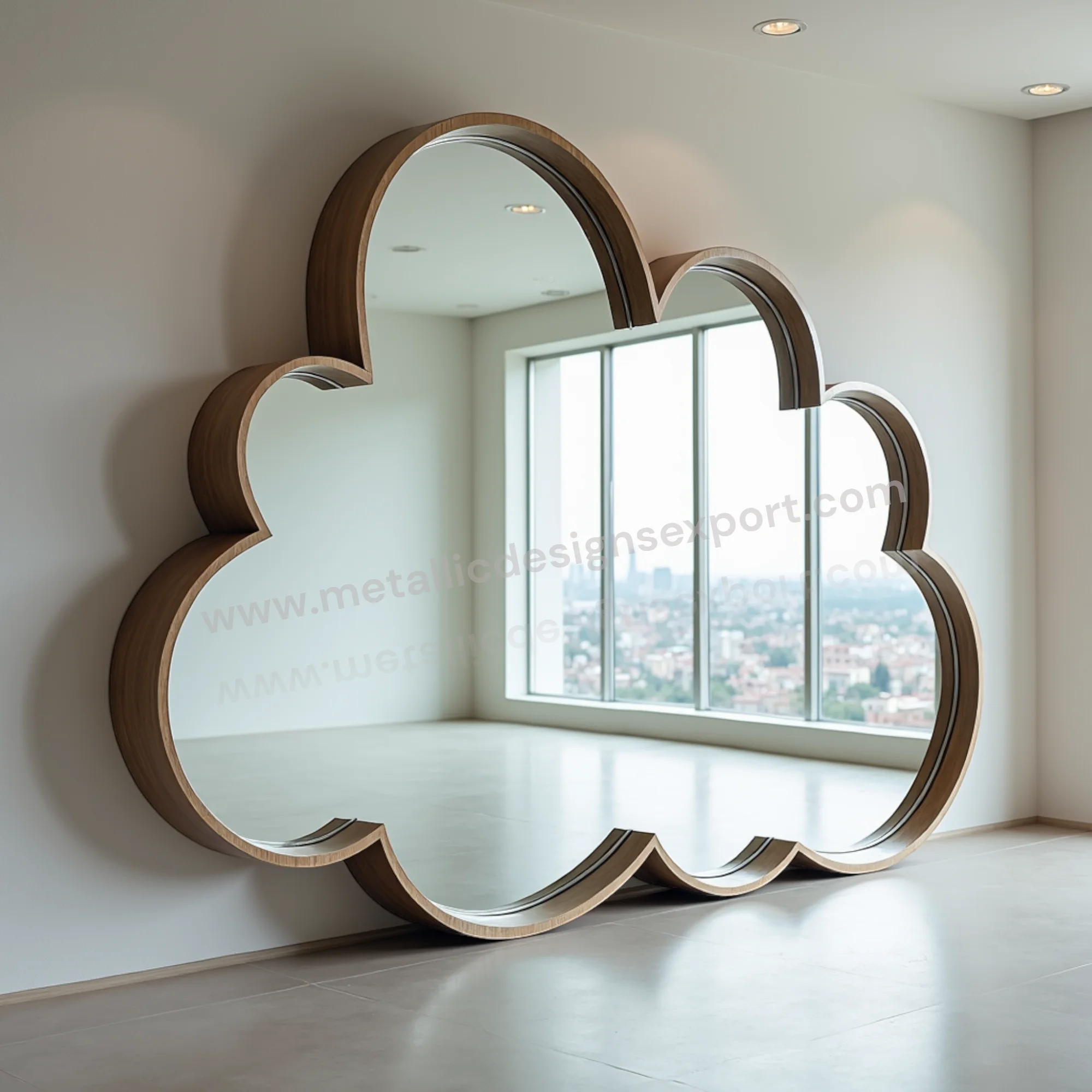 Luxury Abstract Round Mirror with Glossy Rippled Frame Modern Artistic Design Perfect for Chic Living Rooms Contemporary Spaces
