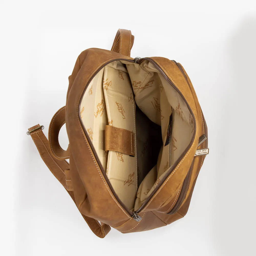 Genuine Leather Shoulder Strap Backpack For Work And Free Time With