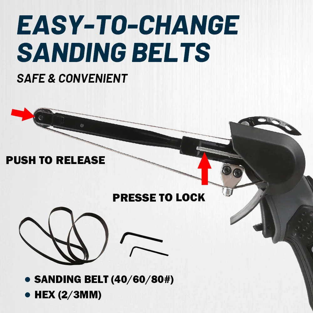 Light Weight Adjustable High Speed Air Belt Sander 10mm 18000 Rpm