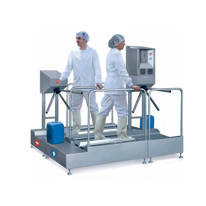 Stainless steel handheld boot washing machine designed to industrial hygiene standards