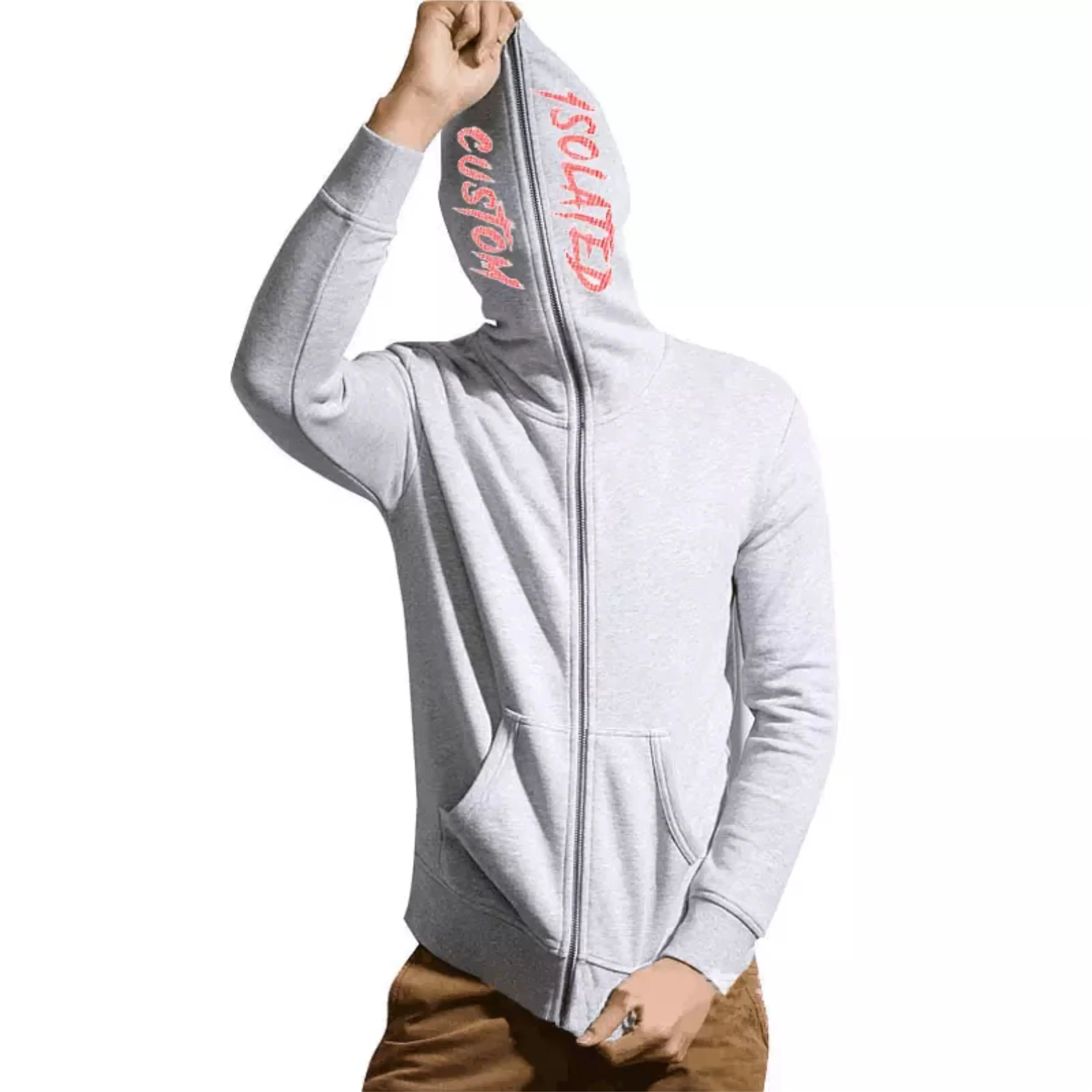 Full zip up hoodie over face wholesale Clearance
