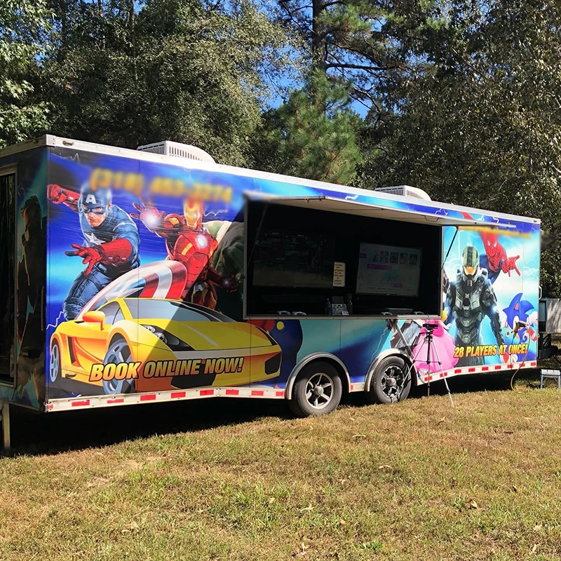 Customized Mobile Video Game Trailer Multifunctional Food Trailer Children's Party Game Truck Theatre Gaming Trailer