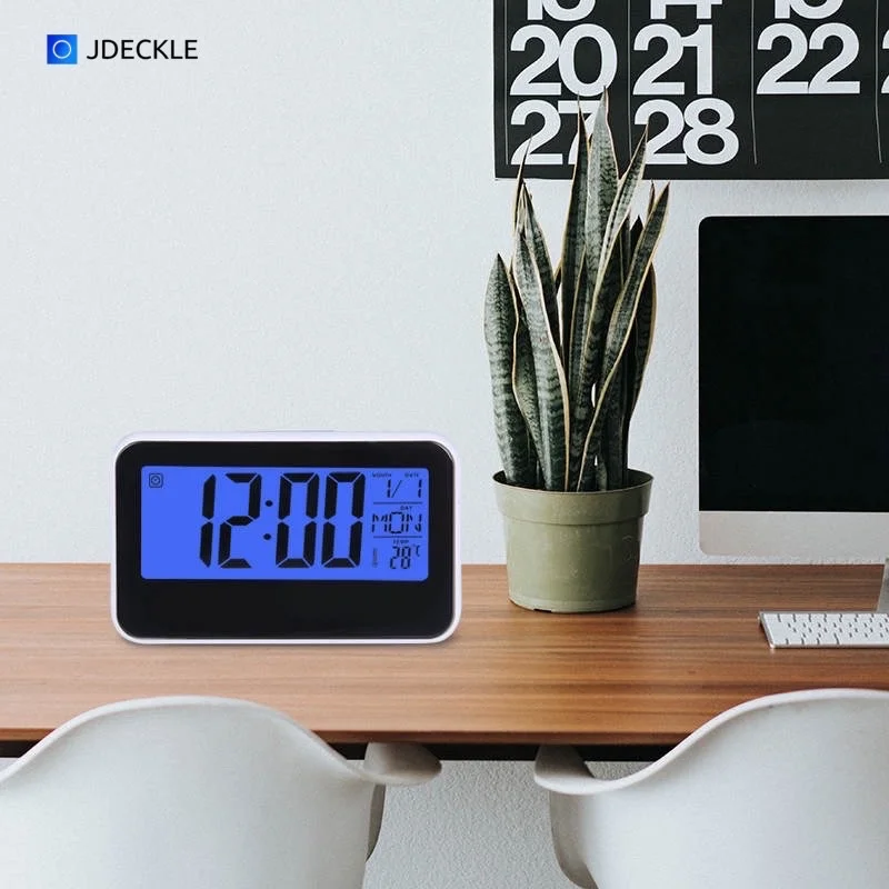 Jumbo Display Big Voice Control LCD Screen Alarm Night Light Table Clock for Home and Student