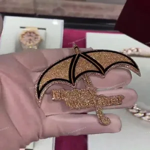 Iced Out Fashion Ambarella Shape Custom Initial 925 Silver Pendant Hip Hop Black Enamel Gold Plated Pendants Customized Jewelry