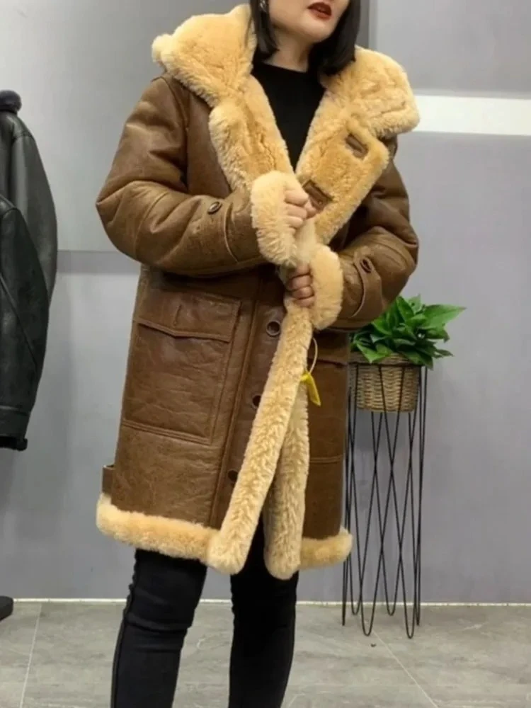New Arrival Genuine Sheepskin Shearling Jacket Women