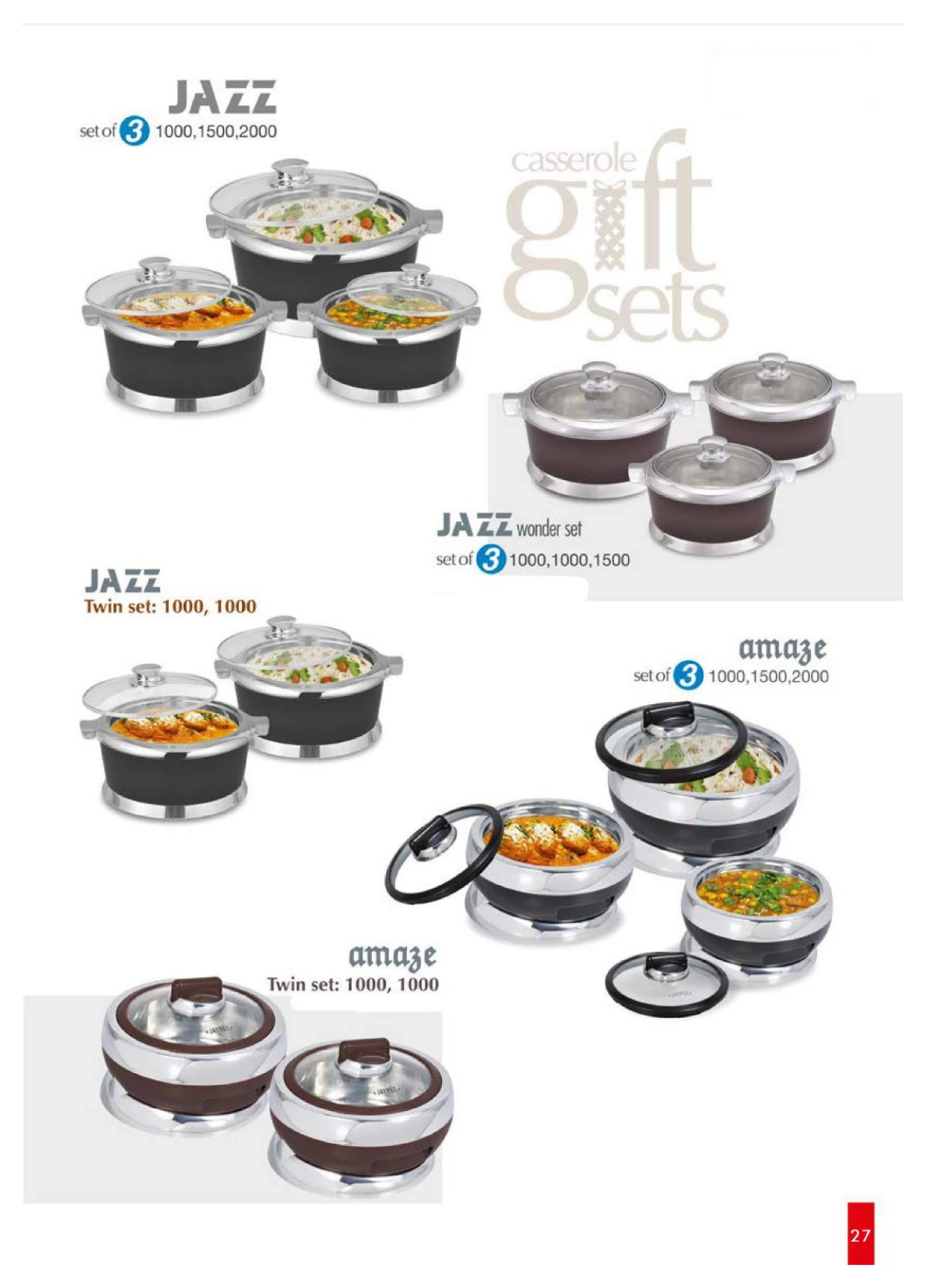 Steel Cookware Set 3 Pcs Casserole Cooking Pot Set  Plastic with Stainless Steel Hot Pot 3 Liter 2 Litre