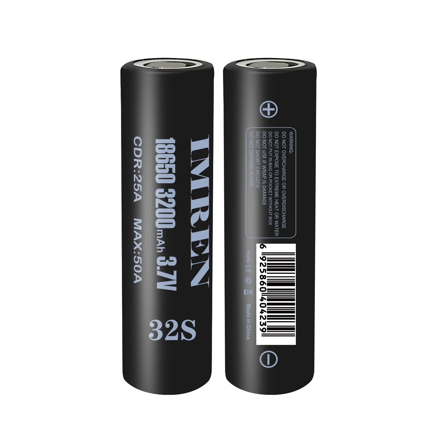 Imren 18650 Lithium Ion Rechargeable Battery 3.7V 3200mAh 25A/50A