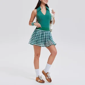 2 Piece Sport Bra Skirts Set With Shorts Gym Fitness Custom Workout Clothing Skort Tennis Wear for Women