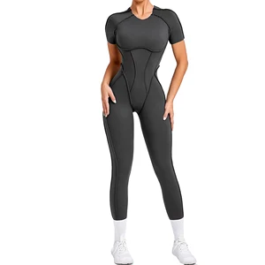 High Quality Custom Logo Backless Seamless Gym Fitness Bodysuit Yoga Jumpsuit One Piece for Women
