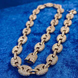 High Quality 925 Silver Cuban Link Chain 18MM VVS Moissanite Diamond Hip Hop Style Miami Cuban Link Necklace