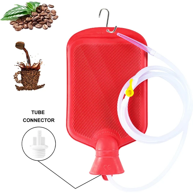2L Capacity Red Color of  Enema Kit  Colon Detox Cleanse, with Coffee Enemas for Men and Women