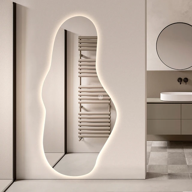 Wall Floor Mirrors Full Length Decor Irregular Shape Home Decorative Body Modern Curved Large Mirror