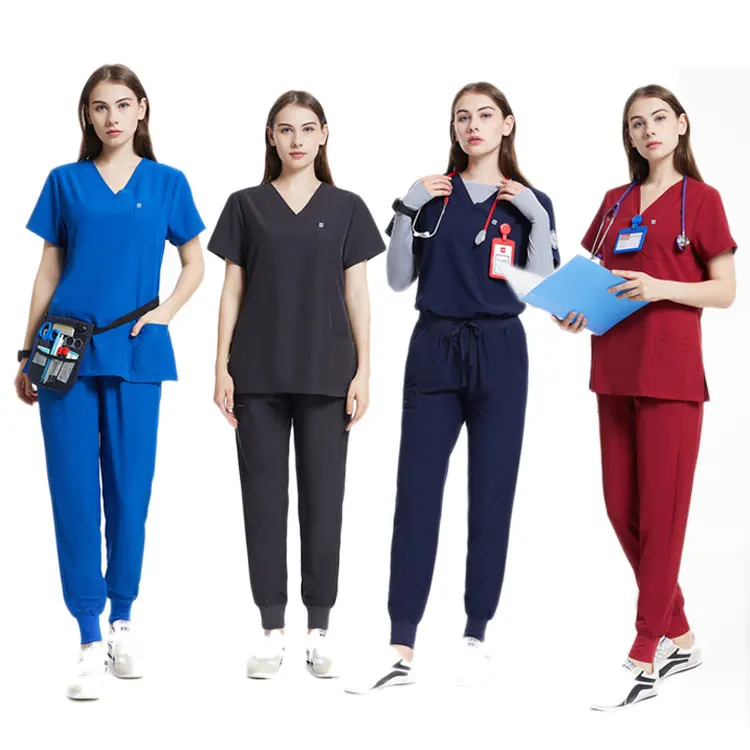 Hospital Sets Stretch Jogger Pants Fashionable Comfortable Vneck Nurse