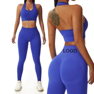 2022 New Custom Gym Clothing 2 PCS Seamless Yoga Sets High Waist Activewear Scrunch Leggings Yoga Set