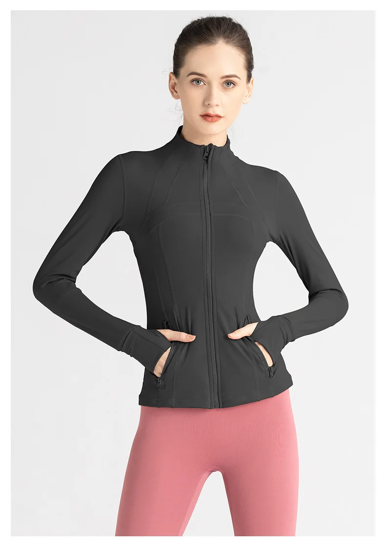 2024 New Trend Gym Yoga running Top Slim Fit Long Sleeve Women's Sports Jacket with Thumbhole