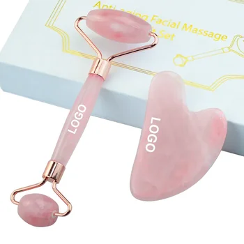 Wholesale low price rose Quartz jade ice roller for face jade roller and gua sha