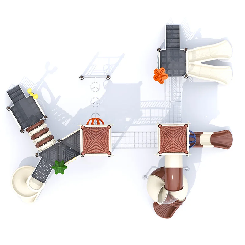 Feelkids ALITA-NC24019 High-Capacity Outdoor Plastic/Galvanized Pipe Slide Multi-Play Kids Activity Center PE Board Equipment manufacture